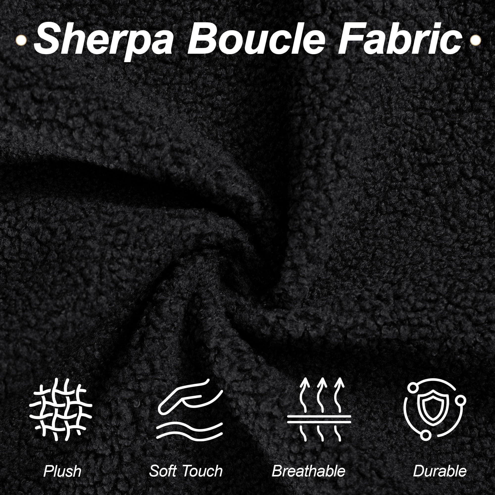 Aukfa 83" Comfy Sofa Sherpa Boucle Living Room Couch, 26" Extra Deep Seat, 4 Pillows, Black
