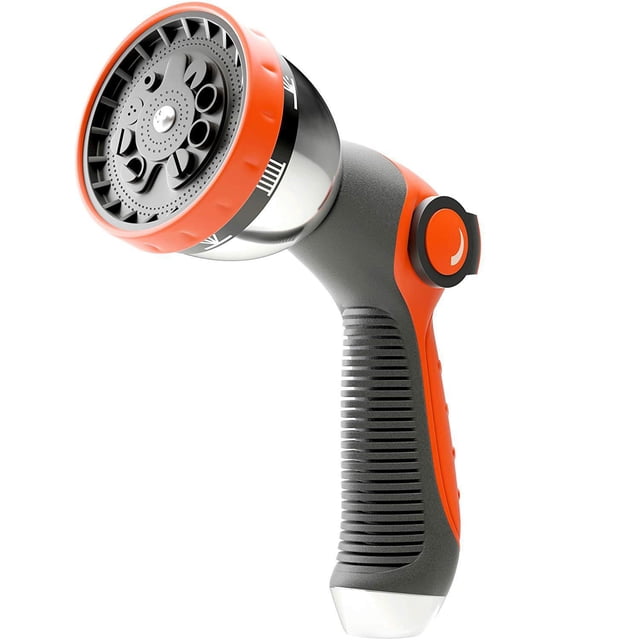 Pistola rociadora de metal de alta presión para el hogar con adhesivo, cabezal de pistola de agua multifuncional para lavado de autos en jardín, repelente de pulgar duradero, naranja
