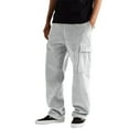 thumbnail image 1 of Pantalones cargo de pana de color liso para hombre, otoño/invierno - Múltiples bolsillos, corte holgado, 1 of 7