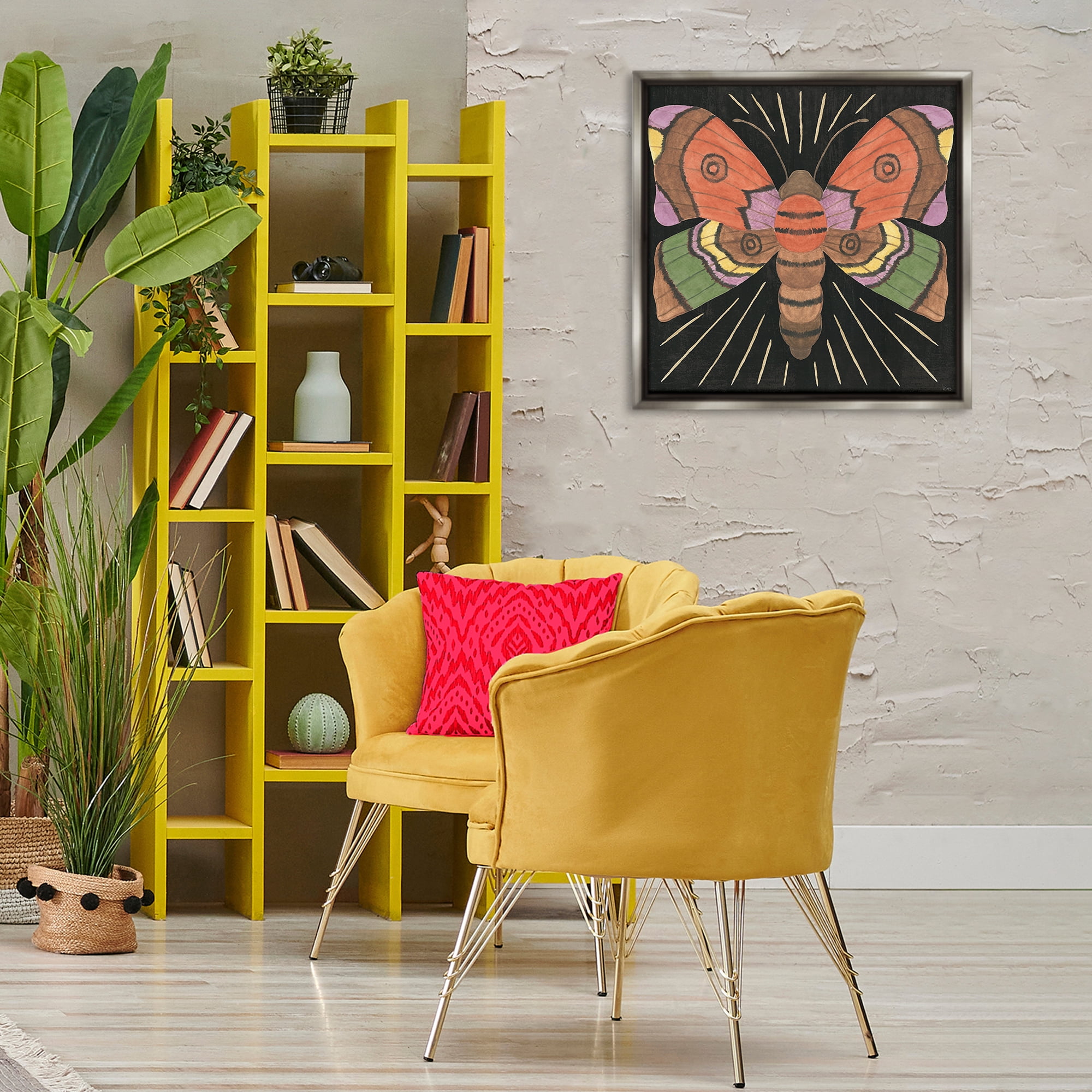 Stupell Industries Spooky Chic Moth Animals Painting Gray Floater Framed Canvas Art Print Wall Art, 25 x 25