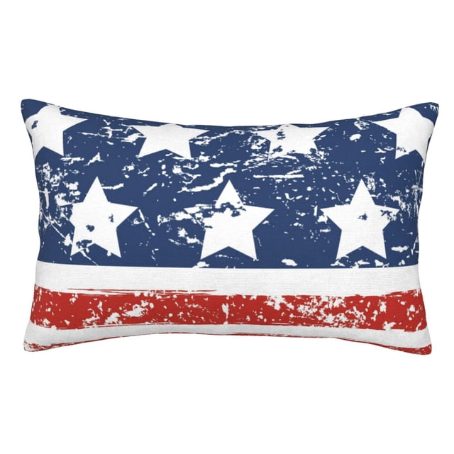 Fotbe USA Colors Stripes1 Funda de Almohada Decorativa Estilo Occidental, Lujo en Algodón, Fundas para Almohadas King, Cojín Estampado para Decoración del Hogar-20"x30"