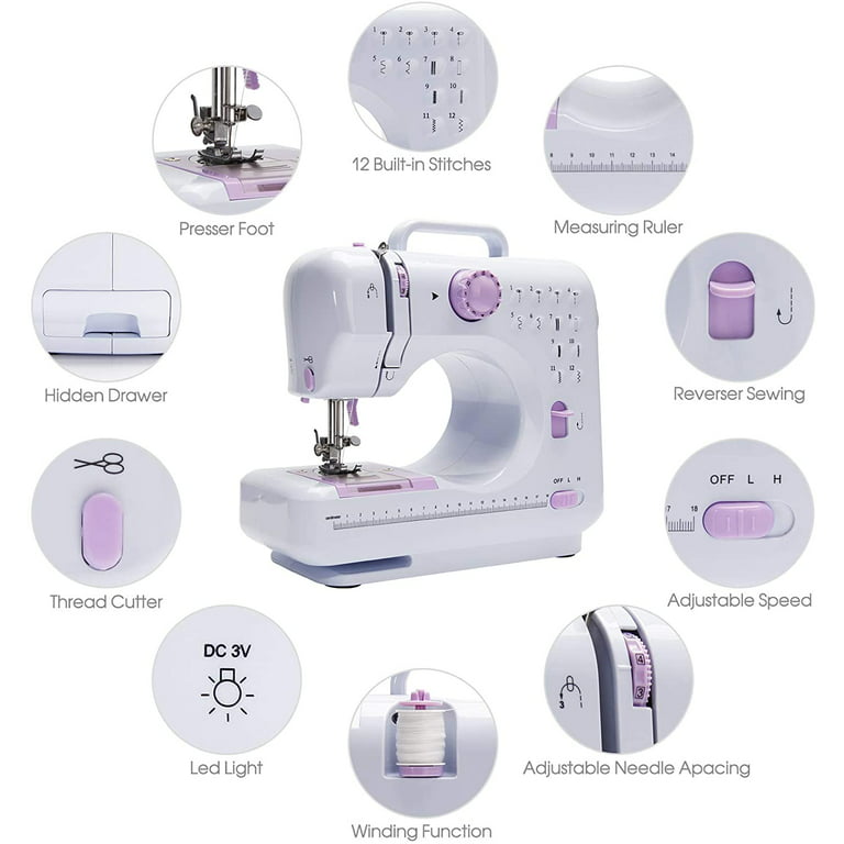  AGM Portable Sewing Machine, 12 Stitches 2 Speed Heavy Duty Sew  Machine, Handheld Quilting Embroidery Overlock Quick Sewing Machine   Review Analysis