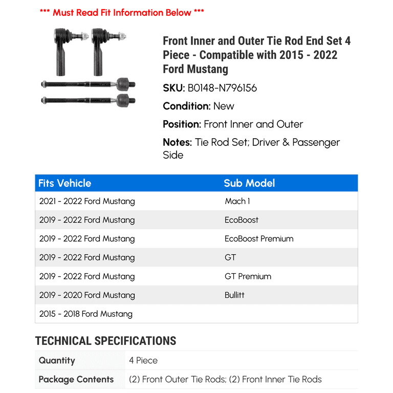 Front Lower Control Arms Wheel Hubs Tie Rods For 2005 2006 - 2010 Ford Mustang E - Foto 6