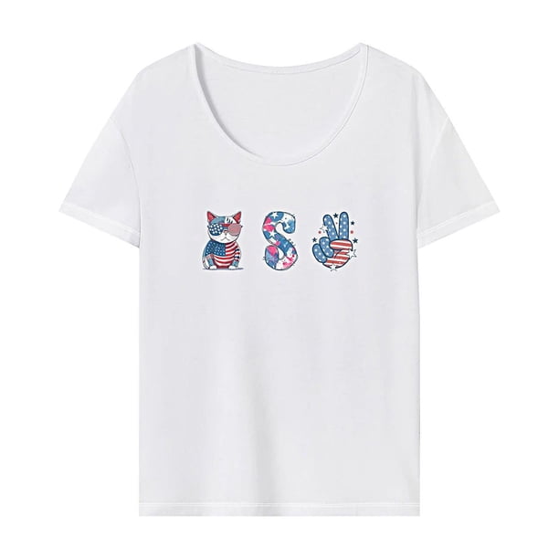 Camiseta para mujer Ropa de verano Camisa con cuello redondo para viajes, vacaciones, caminar, compras L