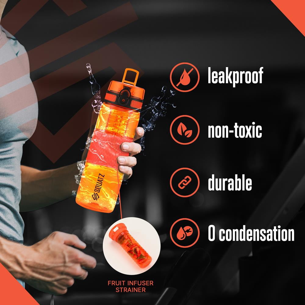 Squatz 24 Oz Poseidon Series Sports Water Bottle Premium Quality Wide Mouth Gym Juice Protein Flask