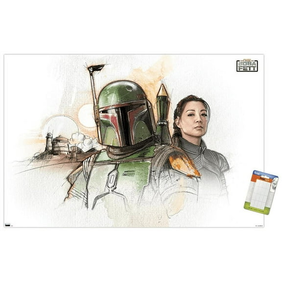 Star Wars: The Book of Boba Fett - Boba and Fennec Shand Illustrated Wall Poster, 22.375" x 34"