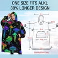 thumbnail image 4 of Oversized Wearable Blanket Hoodie,Rainbow Mushroom Neon Black Pattern Sherpa Blanket Hoodie with Super Pockets,Super Warm Fuzzy Pullover for Women & Men, 4 of 6