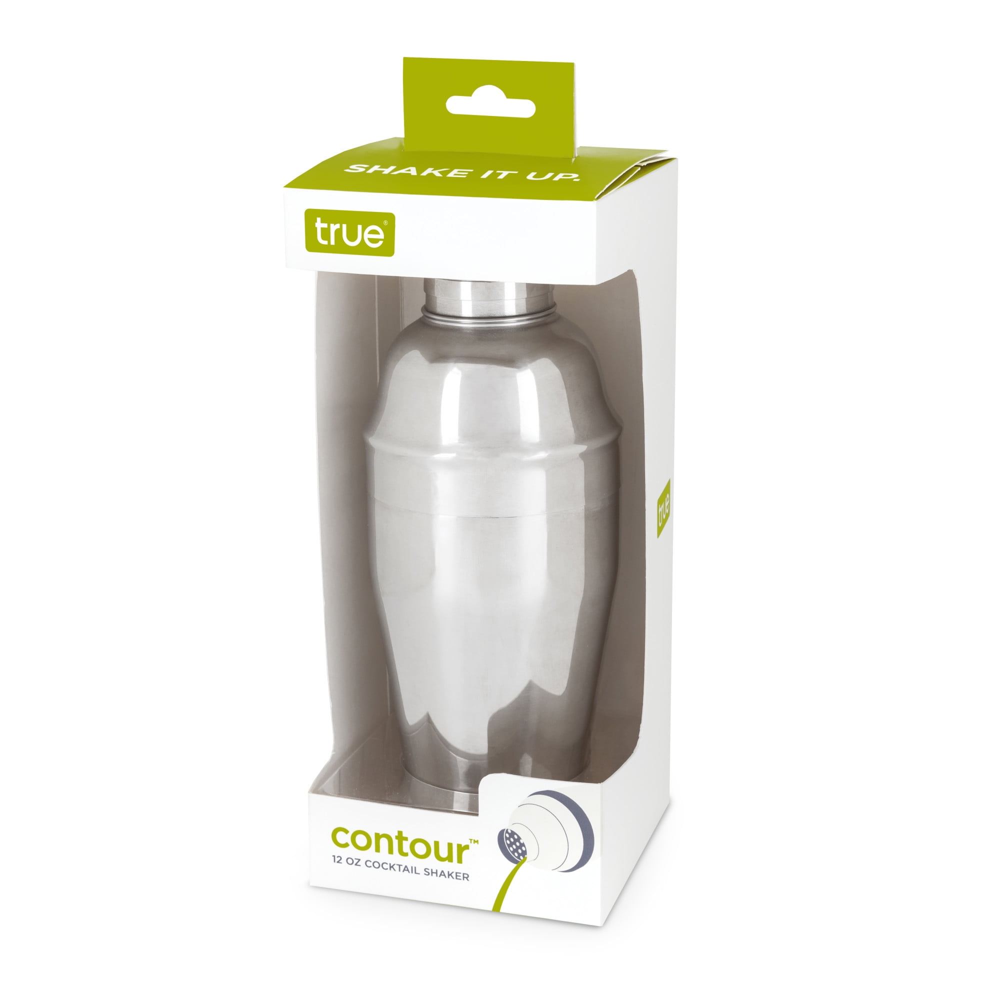 True Contour Cocktail Shaker, 8.5 oz Stainless Steel Cobbler Shaker With  Cap And Strainer - Drink Shakers for Cocktails and Liquor 
