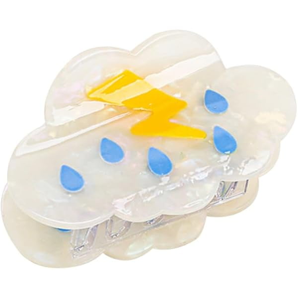 wonima44 Funny Thundery Cloud Hair Clip,Acetate Hair Clip,Small Claw Clip for Women, 1 Count (Pack of 1)