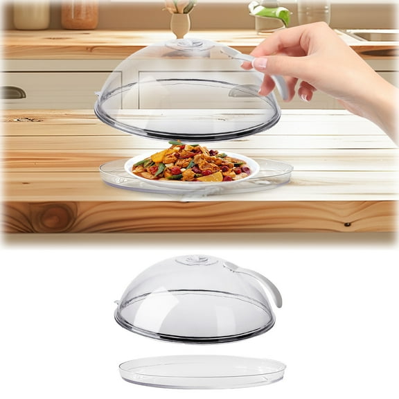 Microwave Splatter Cover - Transparent Plate Cover with Steam Vents & Handle, BPA-Free Splash-Proof Lid for Food Heating, Oil Proof Microwave Oven Cover, Dishwasher Safe & Fits Most Plates
