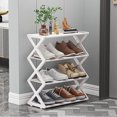 thumbnail image 5 of Qocolhg Z-Shaped 4 Tier Free Standing Plastic Shoe Rack for Closet Holds 8 Pairs Shoe Organizer Stackable Shoe Storage Shelf for Entryway, Closet, Garage, Bedroom, Cloakroom, White, 5 of 6