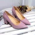 thumbnail image 6 of hopeusnice Womens Heeled Pumps Classic Pointed Toe Chunky High Heels Work Shoes Dress Pumps Comfortable Wedding Evening Party Shoes Purple 35, 6 of 6