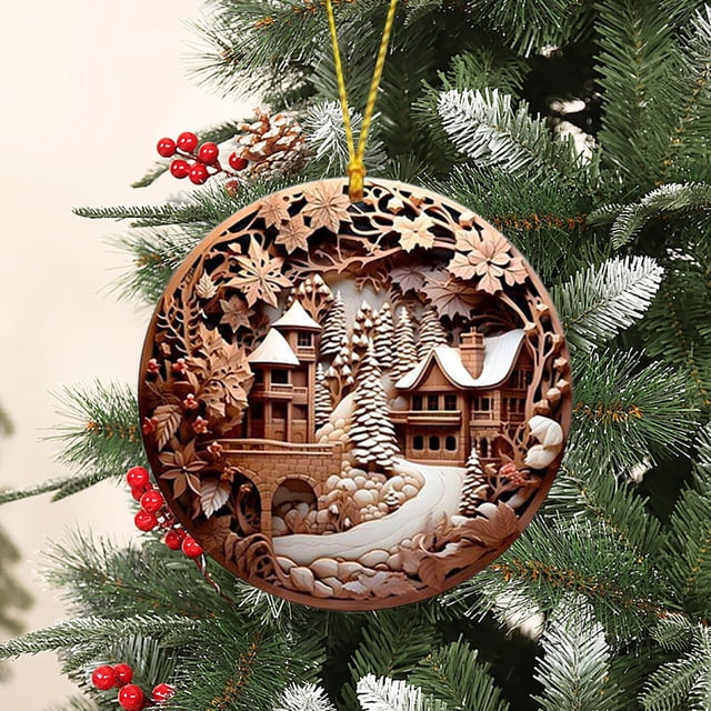 Religious Warm Family Holiday Dress Up Window Glass Pendant