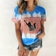 thumbnail image 2 of Mujeres Casual Cuello Redondo Manga Corta Estampado Jersey Blusa Camiseta Tops Sueltos OAVQHLG3B Store  lin121212, 2 of 4