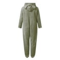 thumbnail image 4 of Soyumi Winter Womens Sherpa Romper Pajamas One Piece Fleece Sleepwear with Hood, Ultra Soft & Warm Loungewear Jumpsuit for Cold Nights, Bronze, 4 of 5