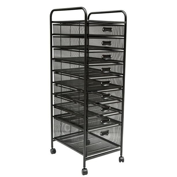 Pro Space Rolling File Wire Mesh Storage Cart Office Files