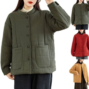 UPPADA Women's Winter Quilted Jackets Lightweight Puffer Coats Quilted Padded Full-Zip Outerwear Water-Resistant Winter Coat with Pockets,Puffer Jacket Red,XL