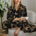 thumbnail image 6 of Fuzoiu Modern Golden Butterfly Print Women's Long-Sleeved Pajama,Lounge Button Down Nightwear,Womens Notch Collar Pajama Set-Large, 6 of 7