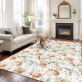 thumbnail image 2 of 5'x7' Area Rugs, Orange Spring Floral Indoor Outdoor Area Rug for Living Room Bedroom, Watercolor Teal Summer Botanical Washable Bathroom Rugs Kitchen Floor Carpet Mats Home Decor Aesthetic, 2 of 8