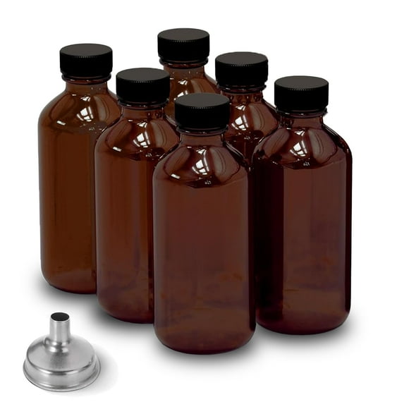 Paquete de 6 botellas DIDITIME de vidrio ámbar de 60 ml con tapas y embudo