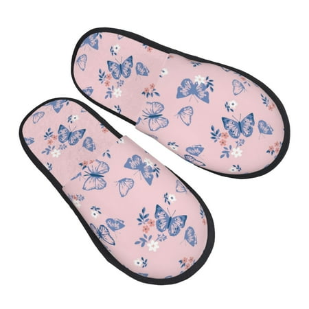

House Slippers for Women Men - Butterfly print A Soft House Shoes Fuzzy Slippers Lightweight Slip-On Cozy House Slippers for Woman Indoor Outdoor