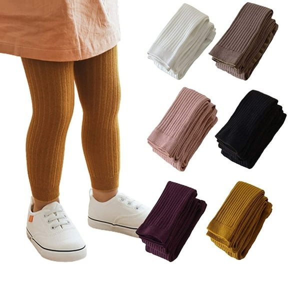 Actoyo Girls Toddler Baby Basic Ribbed Knit Leggings Footless Tights Kids Little Girls Bottom Long Pants Yellow 3-5 Years