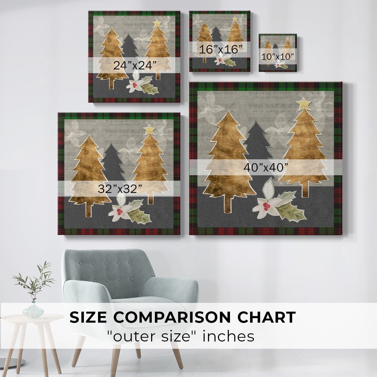 Collaged Christmas Collection E- Gallery Wrapped Canvas