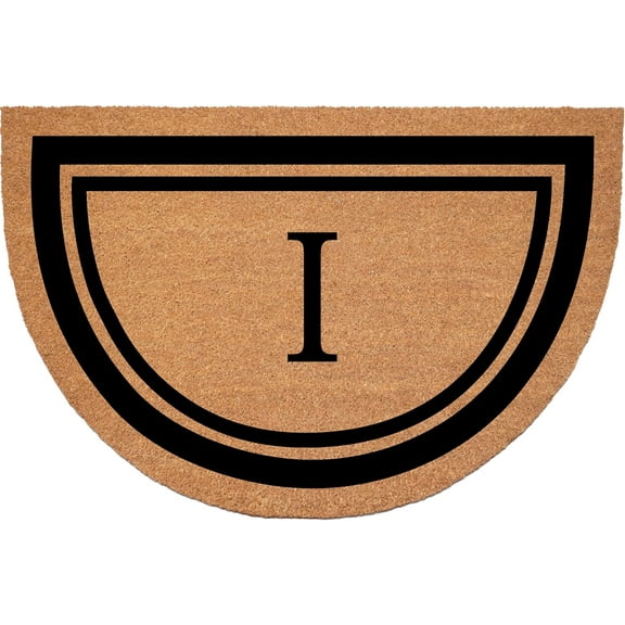 Calloway Mills 152962436HC I Half Circle Black Border 24" x 36" Monogram Doormat (Letter I)