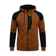 thumbnail image 4 of ZUKMRJPC Men's Zip Up Hoodies Long Sleeve Fashion Color Block Hooded Jackets Slim Fit Casual Warm Fleece Lined Hooded Outwear, 4 of 6