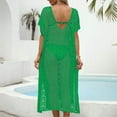 thumbnail image 4 of FAIWAD Women's Plus Size Hollow Out Dress Short Sleeve V Neck Side Split Cover Up Dress Loose Beach Dres, 4 of 4