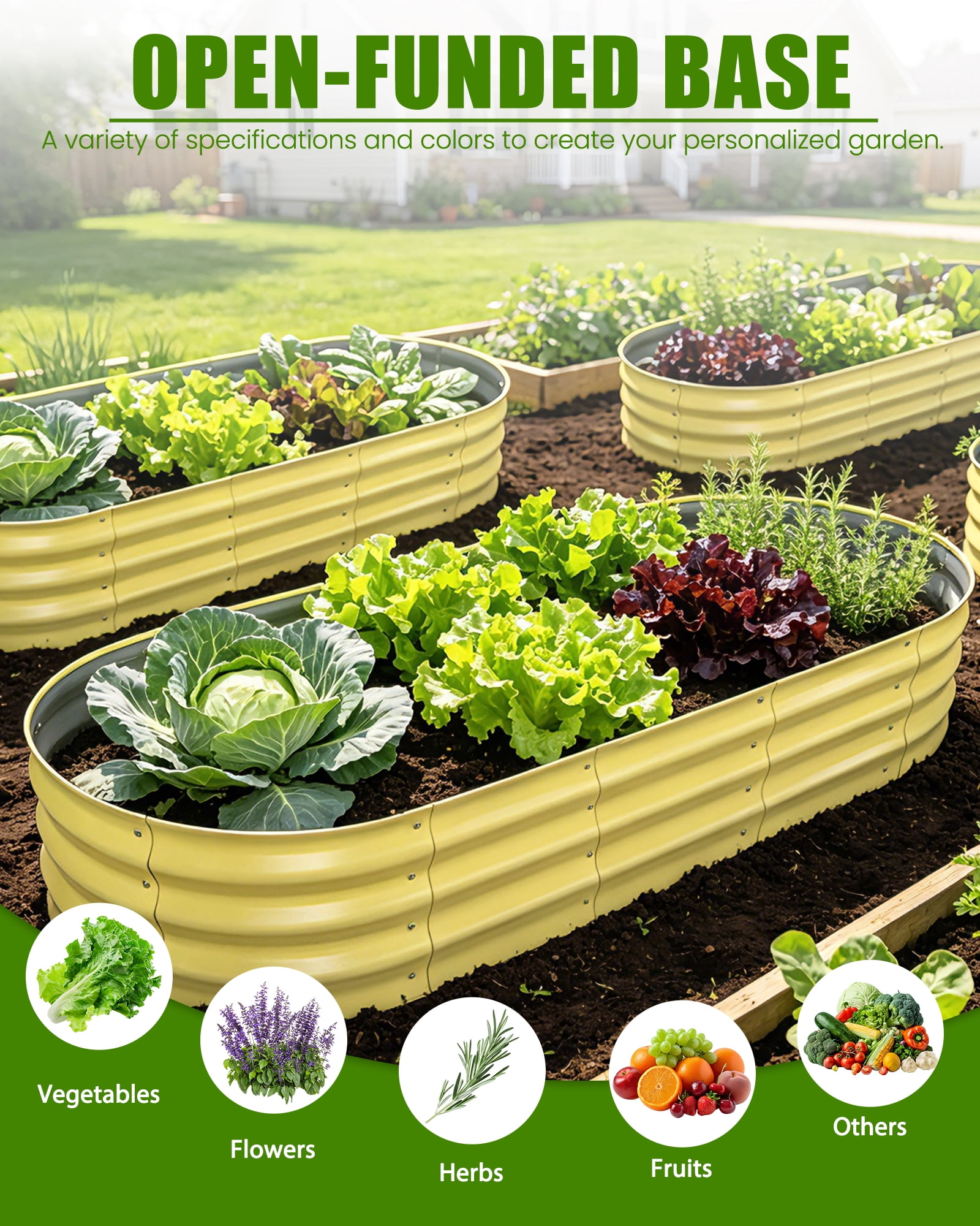 Bloyapix 6x3x1ft 2Pcs Galvanized Raised Garden Bed Outdoor, Oval Galvanized Planter Boxes, Metal Patio Planting Bed Kit for Vegetables Flowers, White