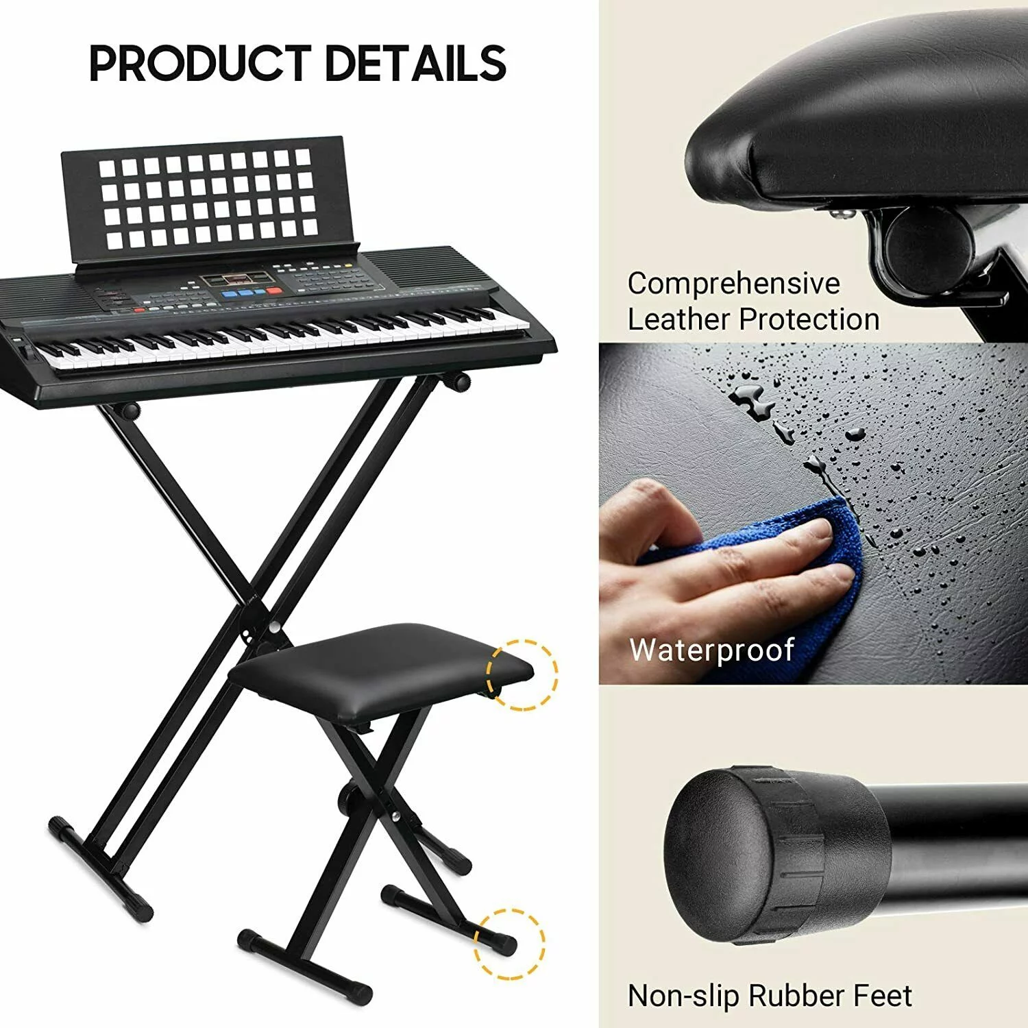 Likegreen Piano Bench Music Stool Foldable Desk for Home Stage Black