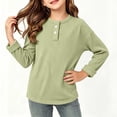 thumbnail image 2 of ATOGUTA Long Sleeve Shirts Girls Casual Long Sleeve T Shirts Kids Crewneck Tops Fashion Tees Size 0-12, Green, 2 of 6