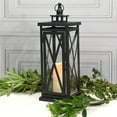 thumbnail image 2 of LumaBase Metal Lantern with Battery Operated Candle - Black Crisscross, 2 of 4