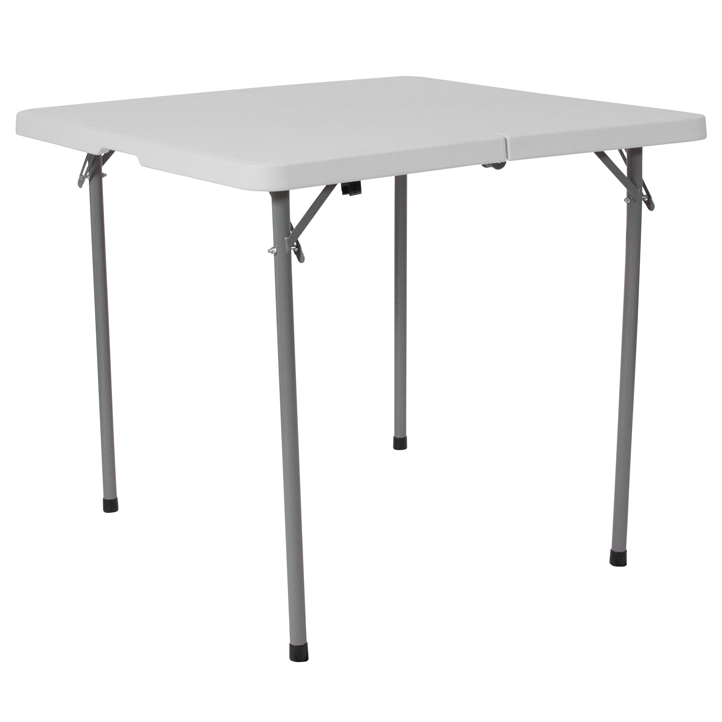 Flash Furniture 2.79-Foot Square Bi-Fold Granite White Plastic Folding  Table with Carrying Handle