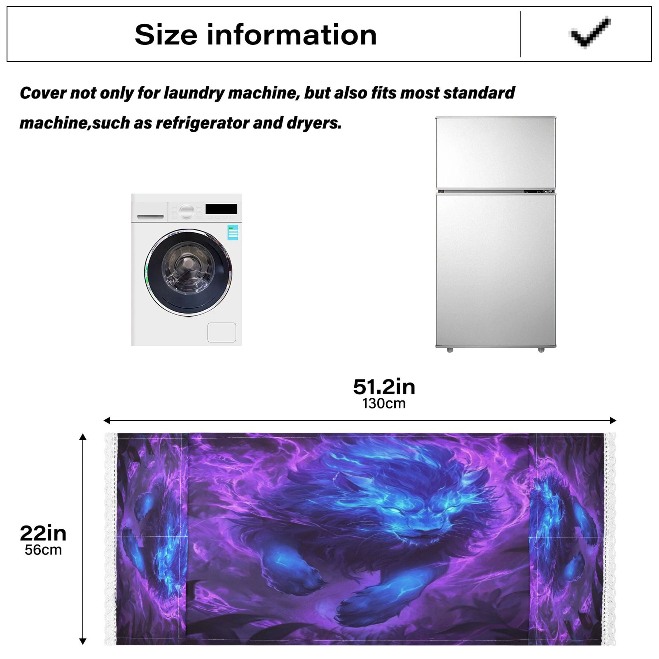 WOBOGO Purple Light Blue Lion Washing Machine Cloth Dryer Refrigerator Top Cover Protective Non-Slip Mat For Kitchen Laundry