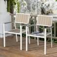 thumbnail image 3 of Nuu Garden Outdoor Stackable Chairs Lawn Chairs Set of 2 Faux Wood Patio Chairs Weather-Resistant Outdoor Dining Chairs for Outside Porch Backyard Deck Balcony, Light Brown, 3 of 10