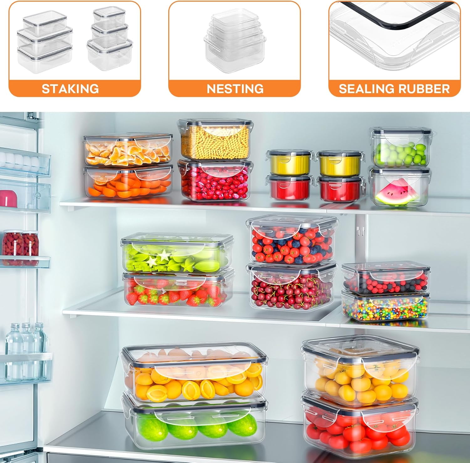 Airtight Food Storage Container Set， Meal Prep Container, Tupperware Sets With Lids, Food Storage Containers, Marker & Labels