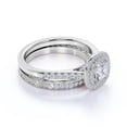 thumbnail image 4 of JeenMata Vintage Square Diamond - Double Halo - Cluster Engagement Ring - Bridal Set - 10K White Gold, 4 of 6