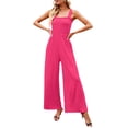 thumbnail image 2 of Sunloudy - Mono informal con cuello cuadrado para mujer, a la moda, color sólido/estampado, sin mangas, con pernera ancha Sunloudy  S, M, L, XL, 2 of 8