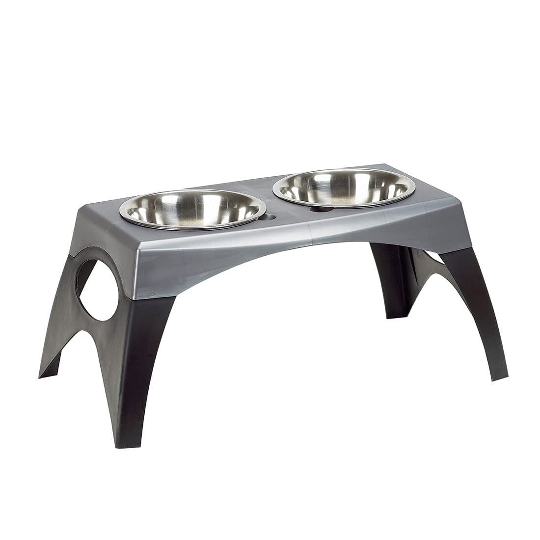 Coastal Pet Maslow Elevated Feeder - Raised Dog, Cat and Pet Food Bowls - Removable Stainless Steel Bowls - Grey/Black - X-Large (Single Pack)