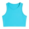 thumbnail image 3 of FASHOFT Girls Shirts Sporty Solid Color Cropped Sleeveless Top Elastic Comfy Summer Outdoor Leisure Daily Casual Youth Wear Girls Summer Tops Sky Blue 8-10 Years, 3 of 5