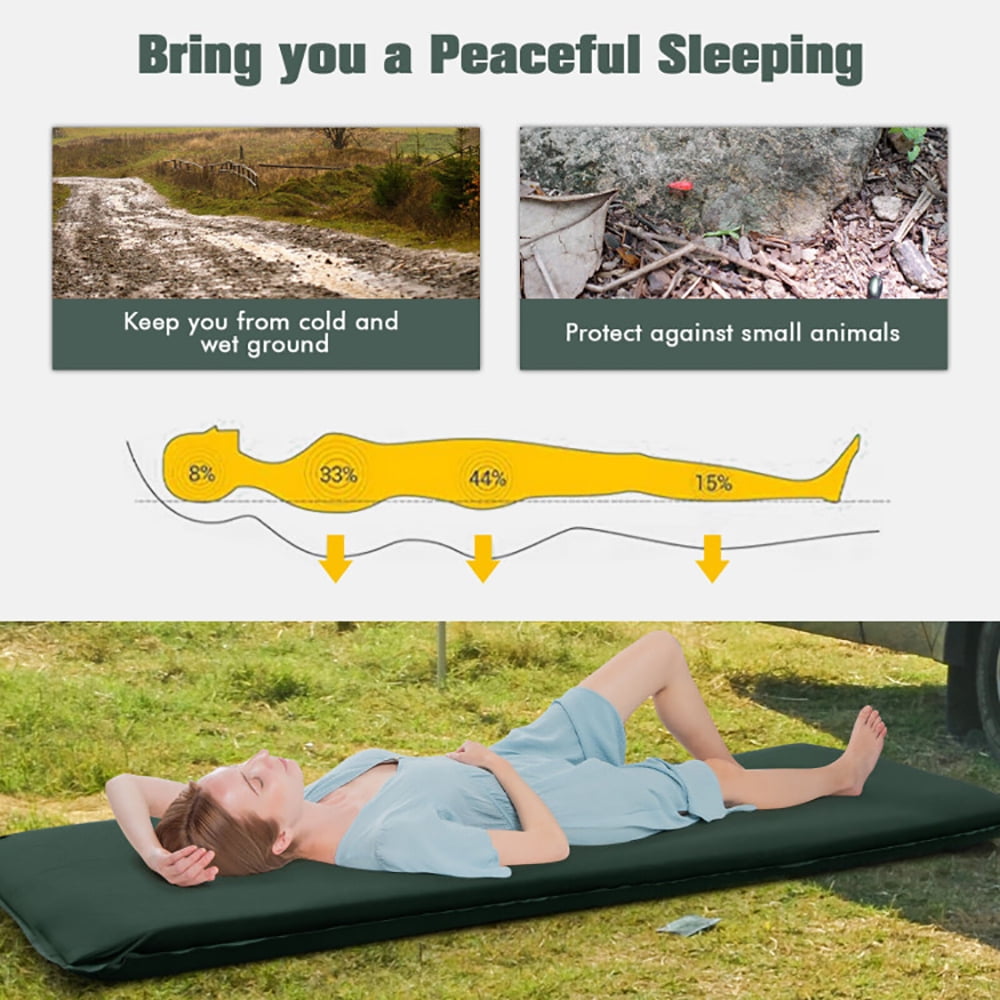 Aimee Lii Self-inflating Lightweight Folding Foam Sleeping Cot with Storage Bag, Outdoor Portable Camping Bed for Sleeping Hiking Travel, Green