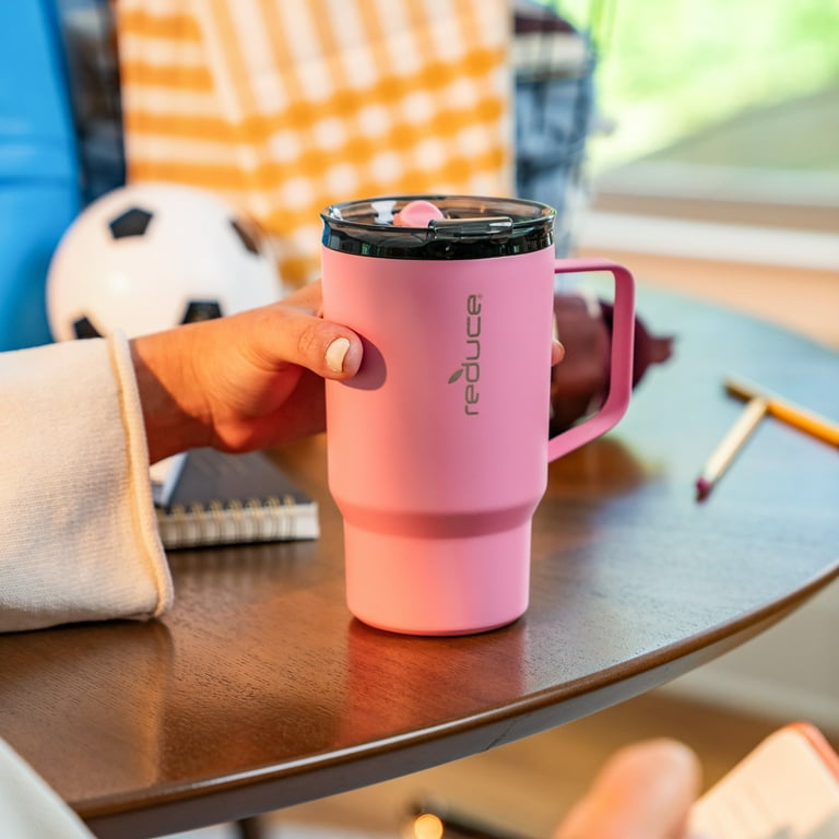 Reduce Vacuum Insulated Stainless Steel Hot1 Mug with Lid and Handle,  Fierce Pink, 18 oz. 