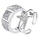 thumbnail image 1 of Anillo de pareja, un par de hombres y mujeres, temperamento de moda simple, anillo de circón con corona, apertura de anillo de diamantes de simulación de boda, 1 of 6
