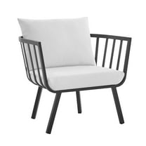 Modway Riverside Outdoor Patio Aluminum Armchair in Gray White