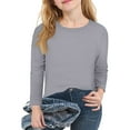 thumbnail image 4 of Inglocry Girls Crew Neck Long Sleeve Shirts Trendy Cute Youth Tops Kids Fall Back to School Clothes Gray 90, 4 of 4