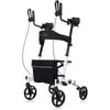 ELENKER Upright Walker, Stand Up Folding Rollator Walker Back Erect Rolling Mobility Walking Aid with Seat, Padded Armrests for Seniors and Adults, White