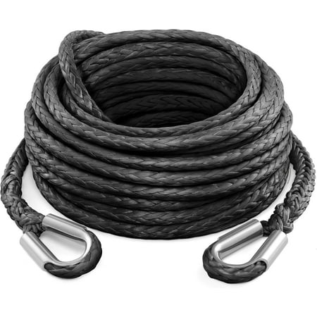 Winch Rope Extension 1/4 Inch x 50 Ft 10,000 Lbs, Synthetic Winch Extension Cable Line for Off Road Vehicle ATV UTV etc (Grey)