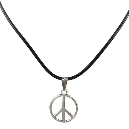 Outtop New Retro Peace Necklace Pendant Black Leather Cord Choker Charm